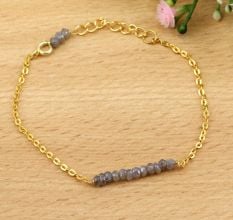Labradorite Beaded bracelet dainty minimalist bracelet, Brass 22k gold plated bracelet, Handmade jewelry